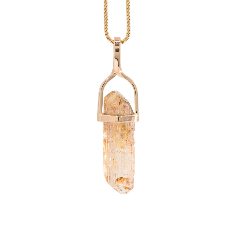 Imperial Topaz 11.2 Carat 14k Handcrafted Double Terminated Crystal Pendant