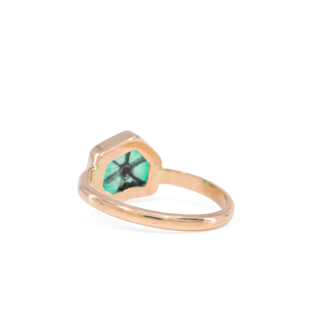 Back view of 14k gold Trapiche Emerald ring setting