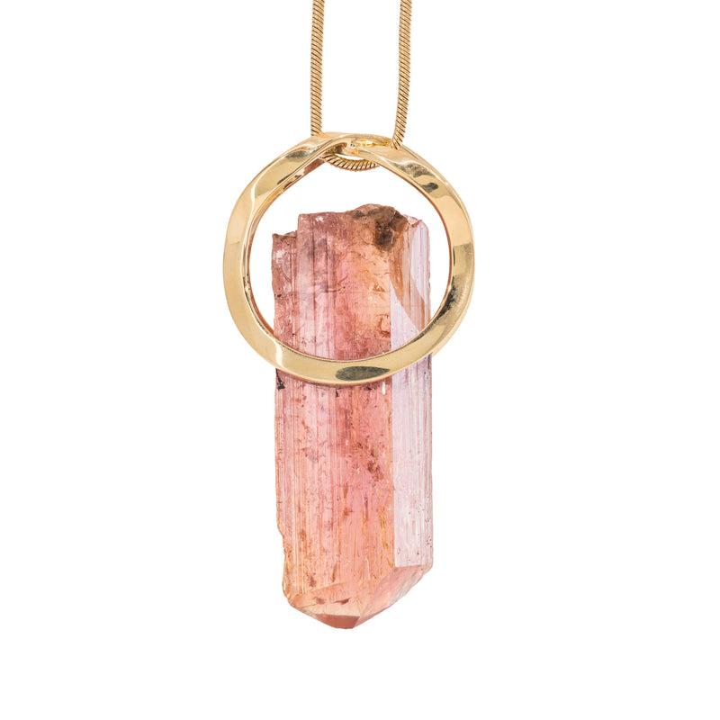 Imperial Topaz 35.29 Carat 18k Handcrafted Natural Crystal Pendant