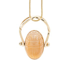 Peach Moonstone 16.51 Carat Carved Scarab 14k Handcrafted Gemstone Swivel Ring & Pendant - RO-058 - Crystalarium