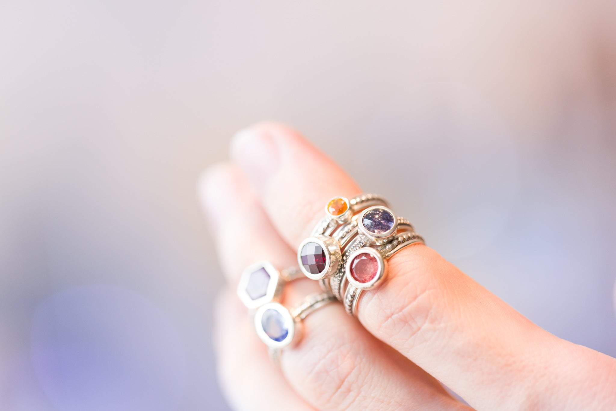 Stackable Sterling Silver and Gemstone Rings