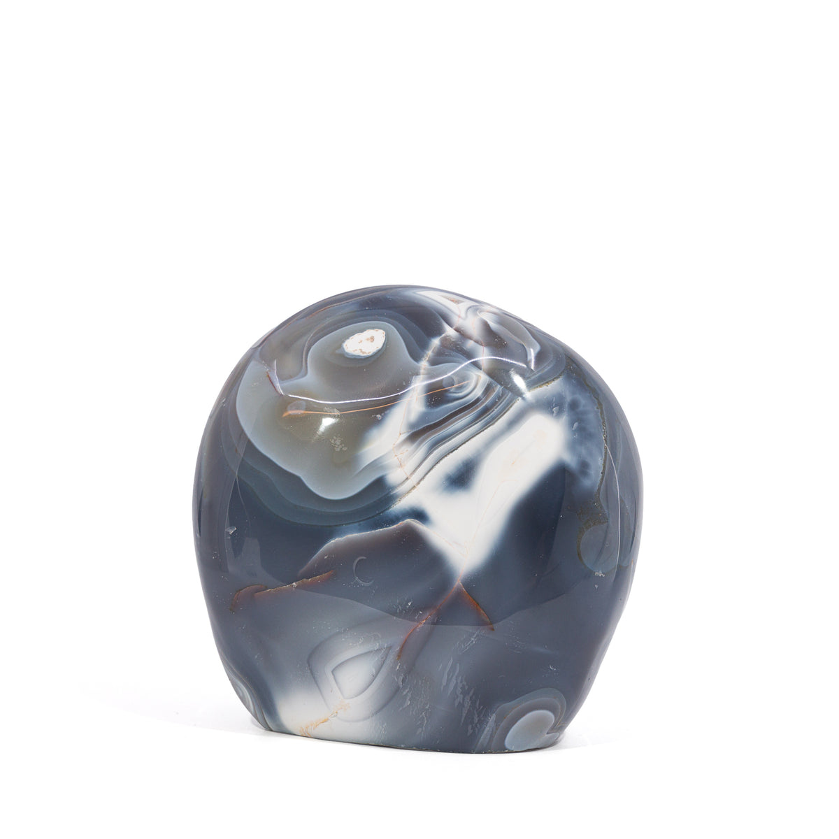 Reverse view of Blue Agate freeform with white and cream banding