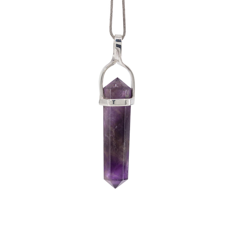 Amethyst 19.22 Carat Handcrafted Sterling Silver Polished Crystal Pendant