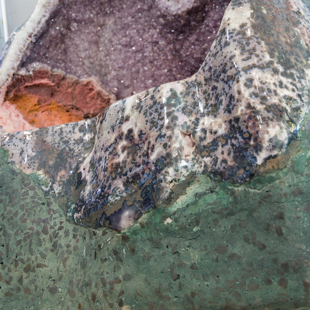 Amethyst Geode 7ft 1109kg Throne with Pink Amethyst & Jasper - Brazil - JJX-385 - Crystalarium