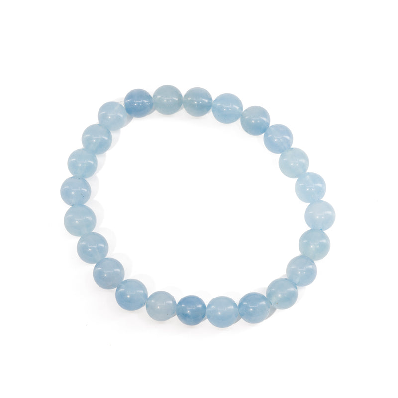 Aquamarine 8mm Beaded Bracelet