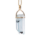 Alternate view of pale blue Aquamarine pendant with Black Tourmaline crystals