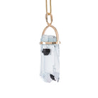 Reverse view of Aquamarine and Black Tourmaline crystal pendant in open 14K setting