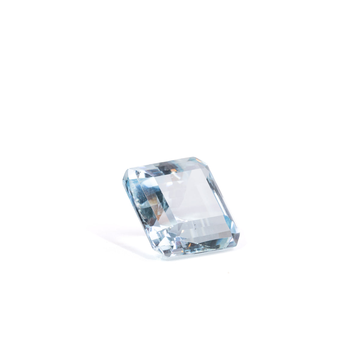 Pale blue square Aquamarine gemstone, front view
