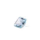 Square Aquamarine gemstone with clipped corners, angled view