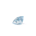 Square Aquamarine gemstone with clipped corners, side profile
