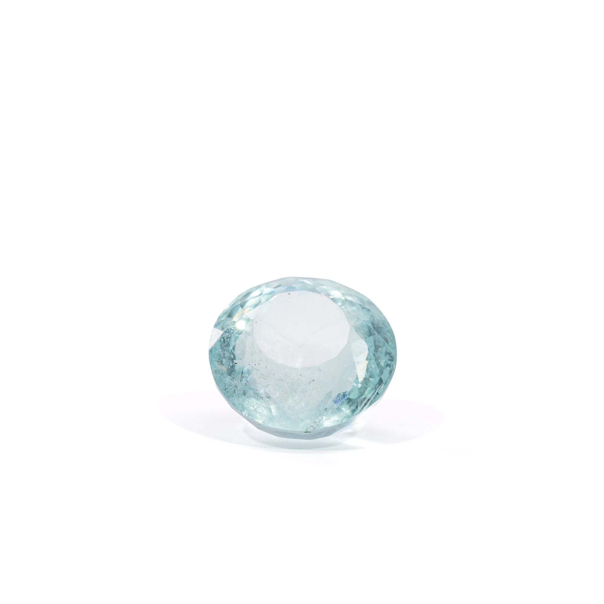 Large rounded freeform Aquamarine gemstone, reverse view
