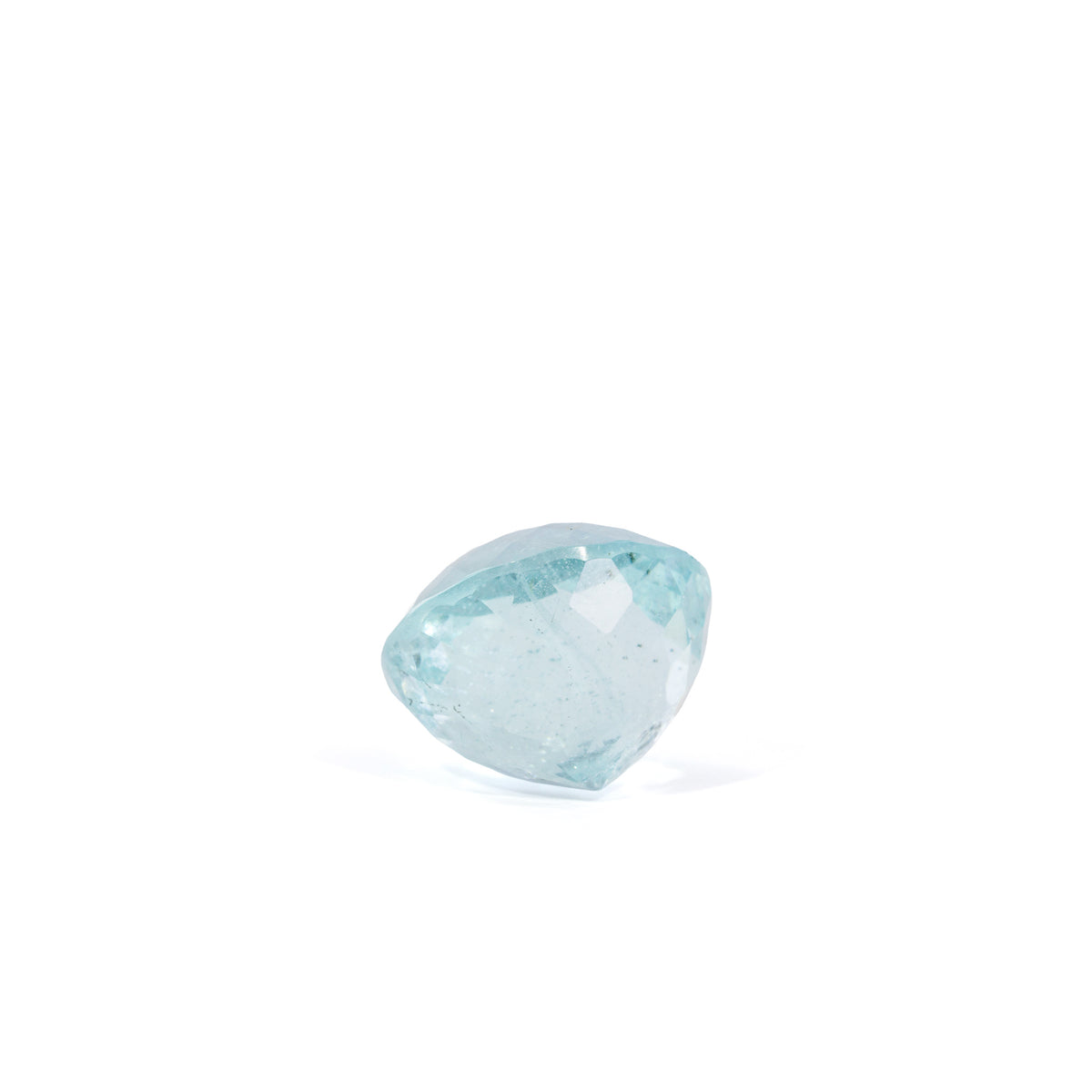 Large rounded freeform Aquamarine gemstone, side profile