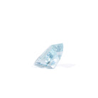 Elongated tapered step-cut Aquamarine gemstone, side profile