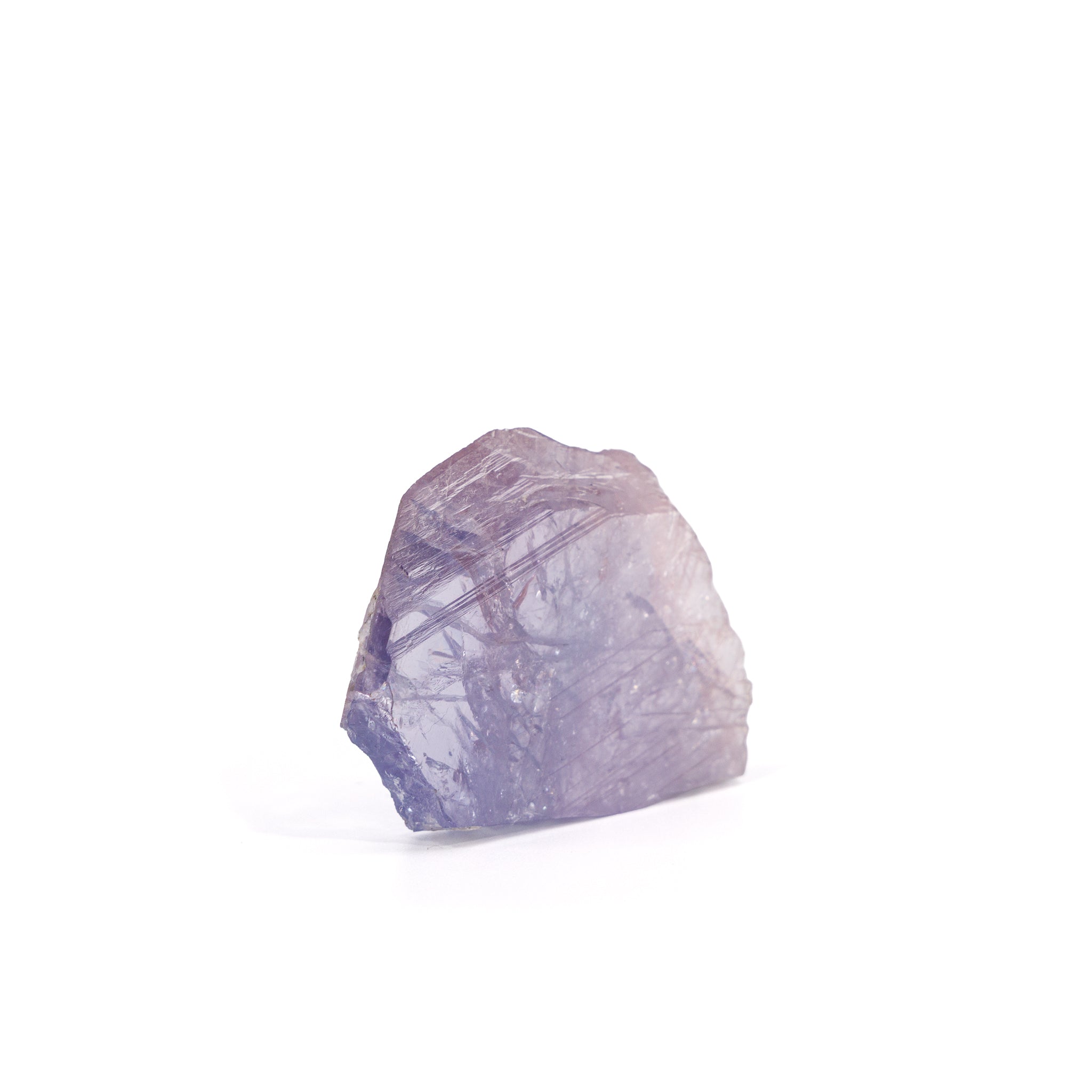 Axinite natural gem crystal specimen, front three-quarter view