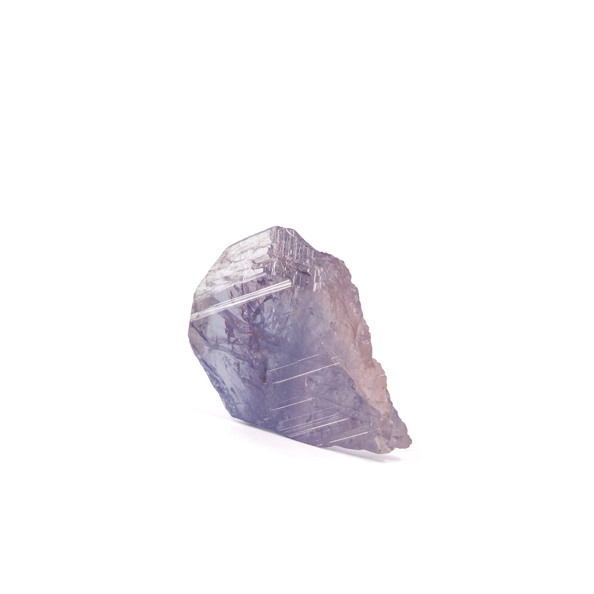 Axinite natural gem crystal specimen, side view