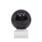 Alternate view of polished Black Tourmaline sphere showing pale mineral markings