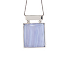 Front view of Blue Lace Agate gemstone pendant in Sterling Silver