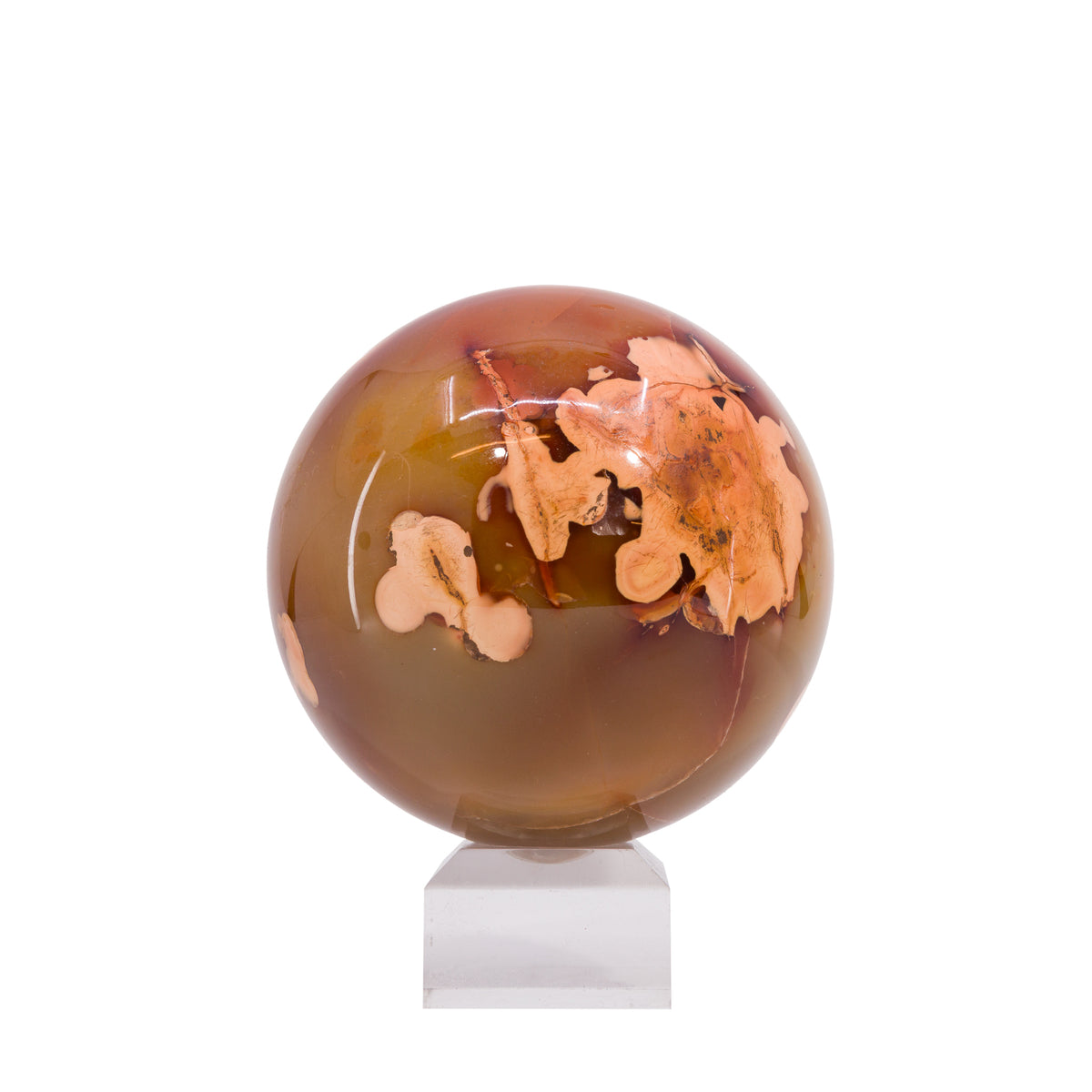 Carnelian 933 gram 3.4 inch polished crystal sphere, alternate view