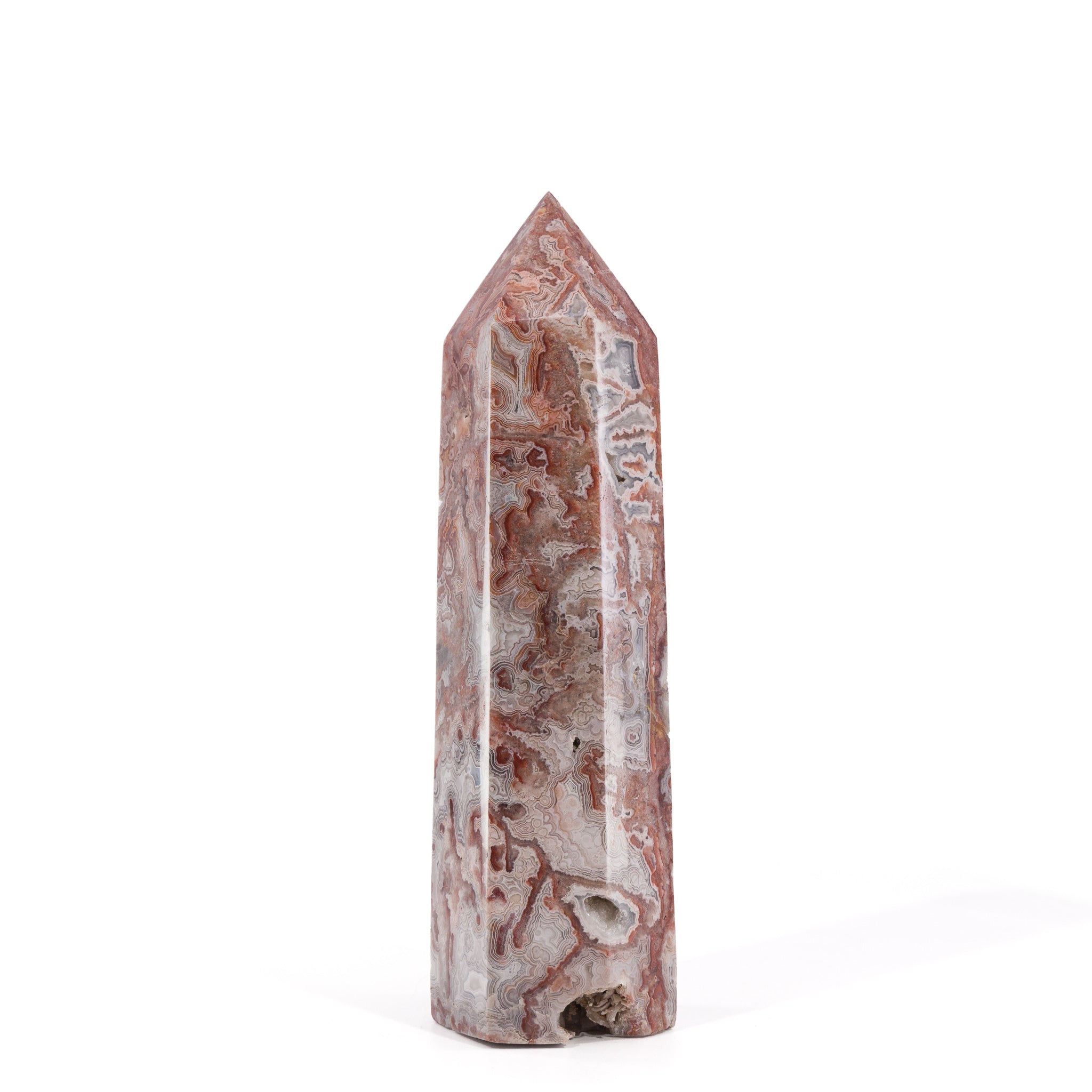 Crazy Lace Agate tower reverse view