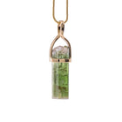 Alternate view of striated Green Tourmaline natural crystal pendant