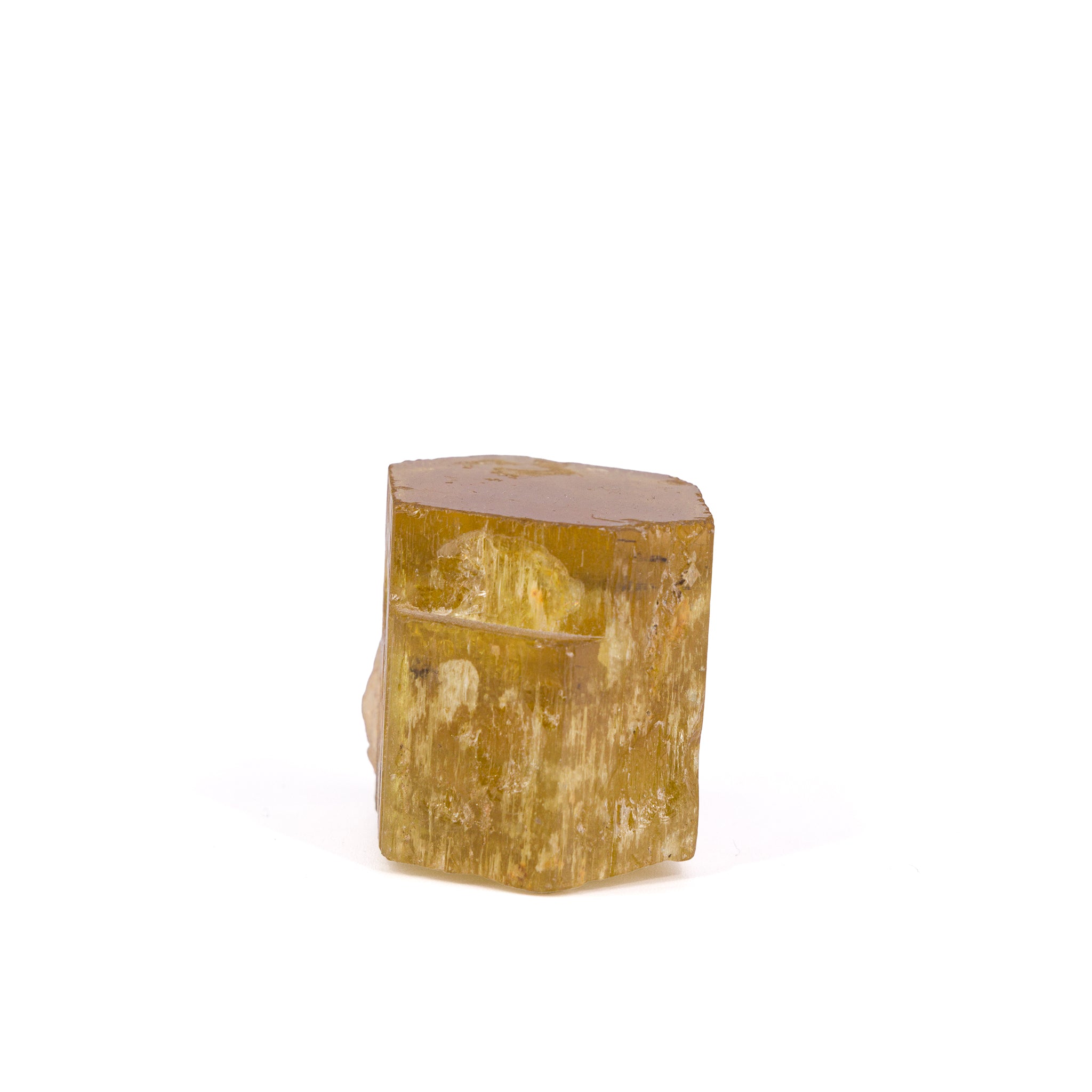 Heliodor natural gem crystal, side view