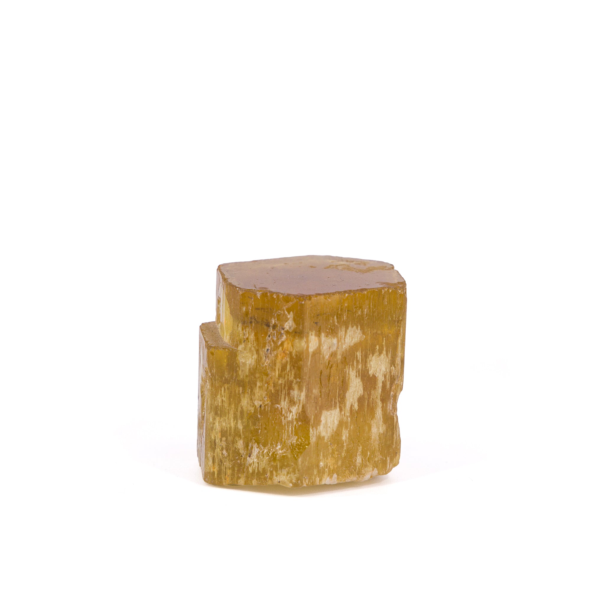 Heliodor natural gem crystal, reverse view