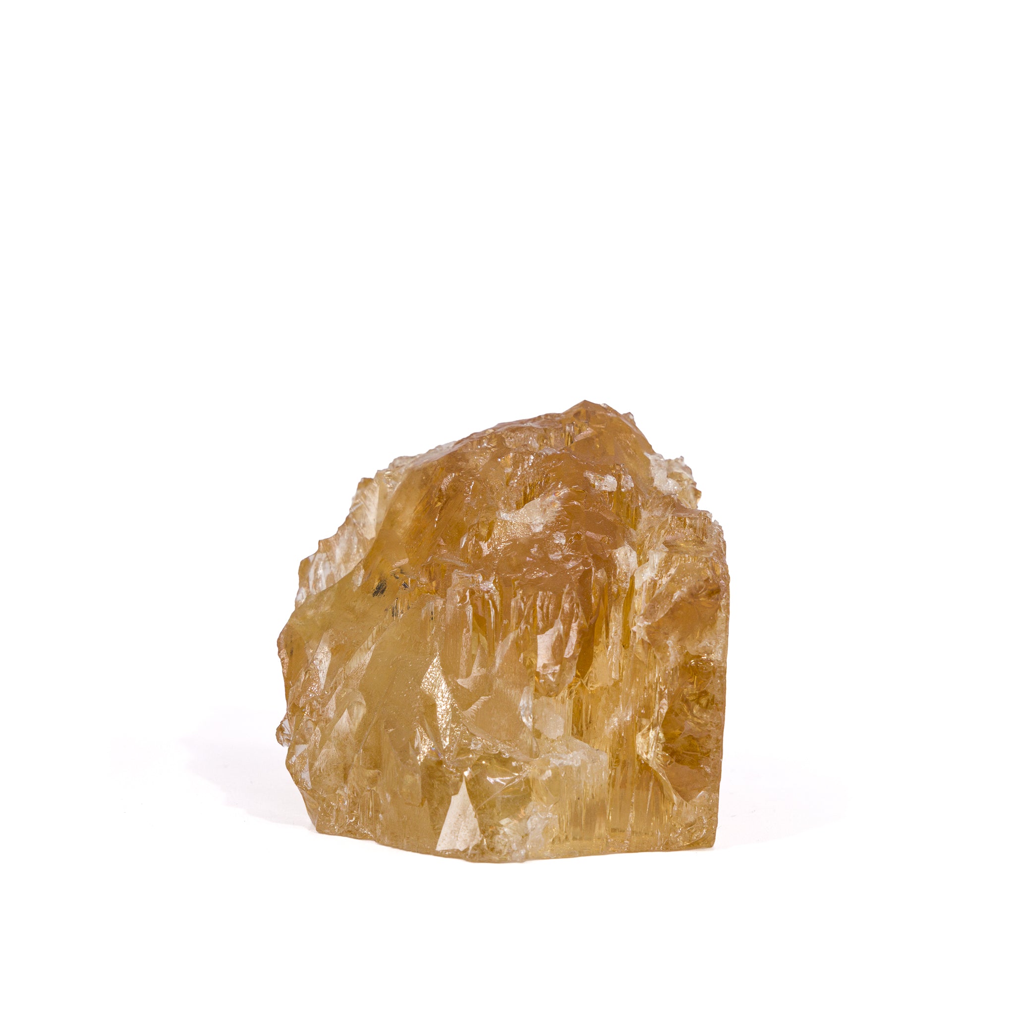 Heliodor natural etched gem crystal, alternate front view