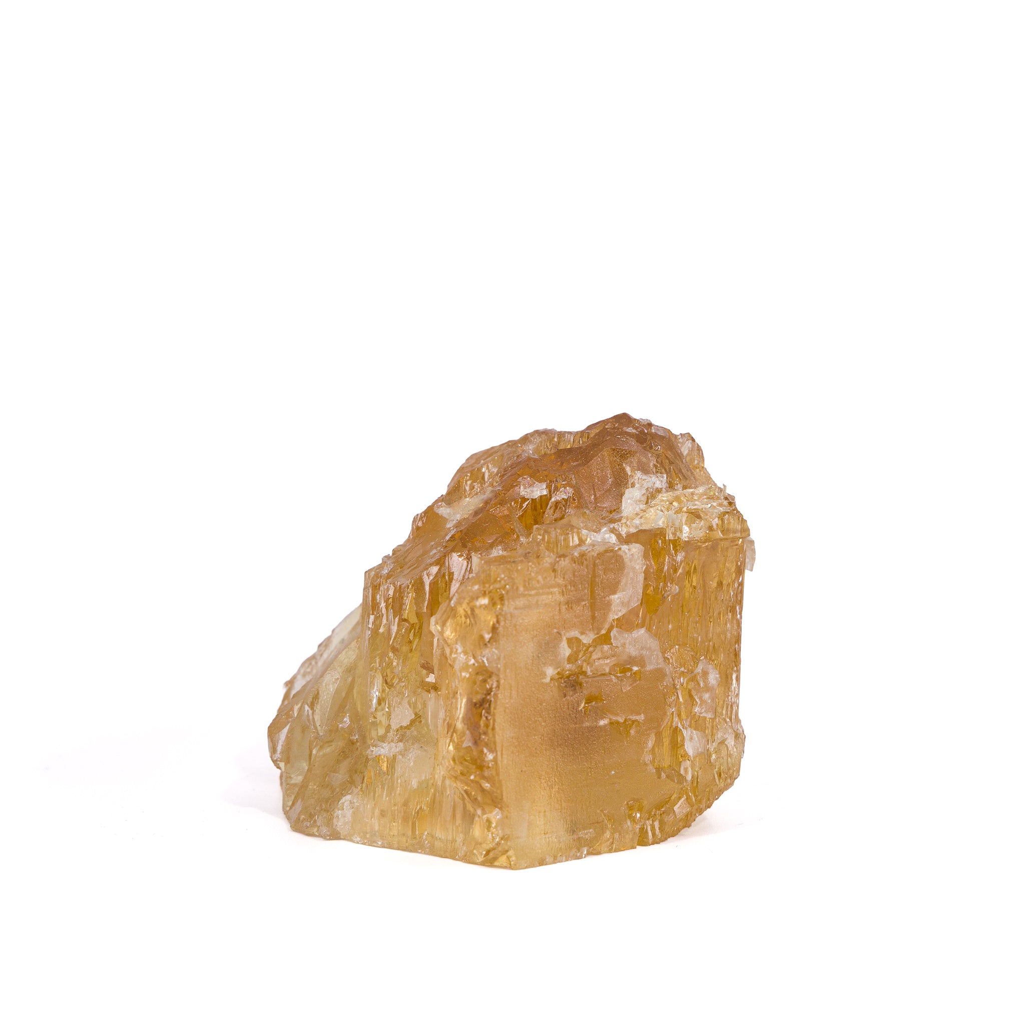 Heliodor natural etched gem crystal, side view
