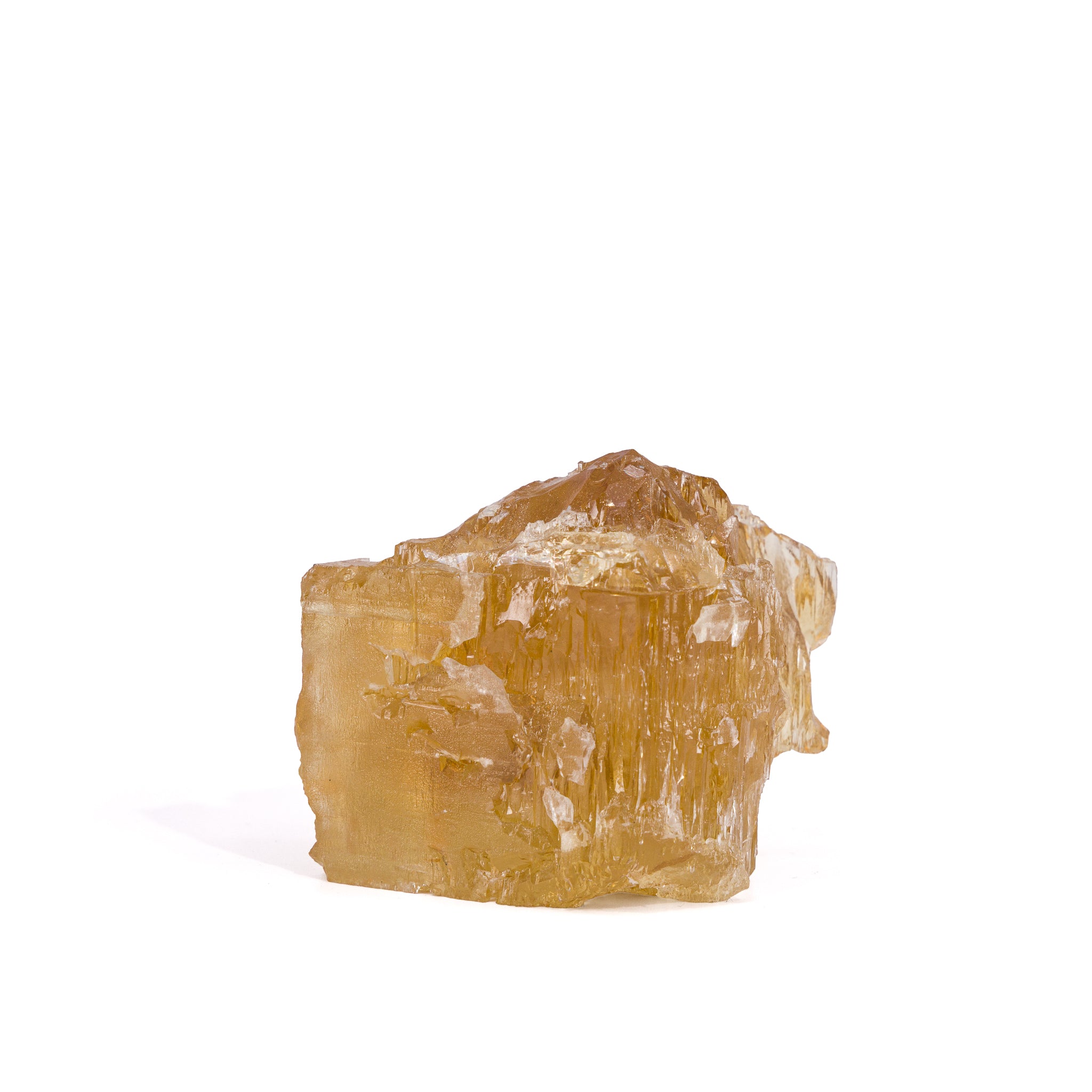 Heliodor natural etched gem crystal, reverse view