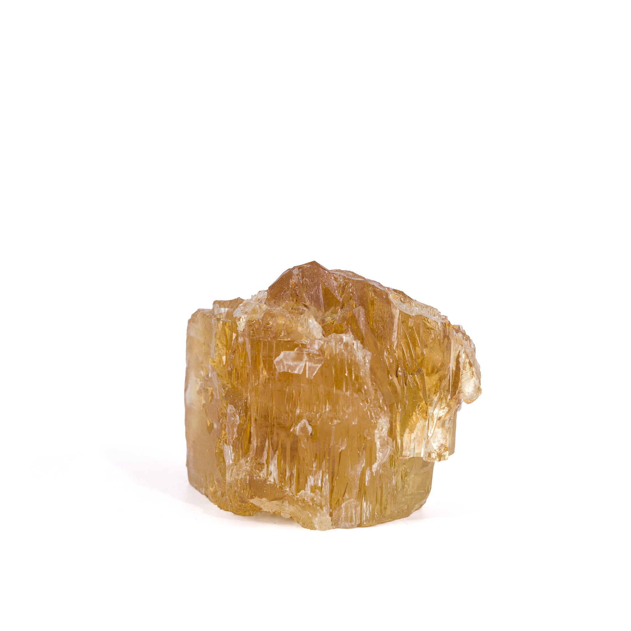 Heliodor natural etched gem crystal, opposite side view