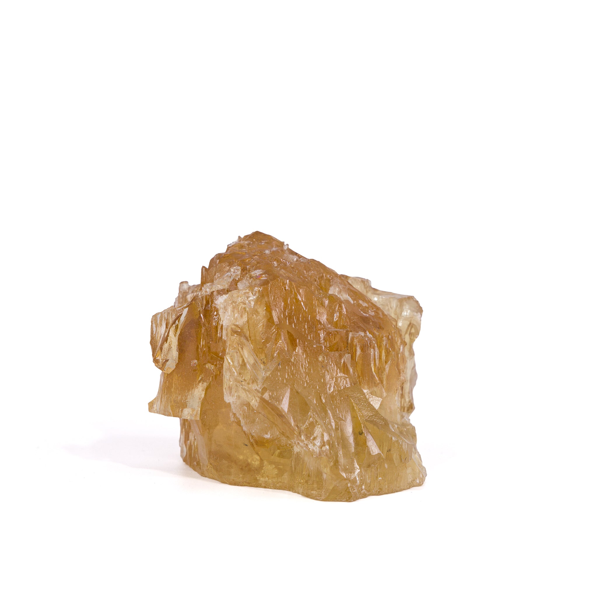 Heliodor natural etched gem crystal, front three-quarter view
