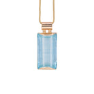 Front view of Natural Blue Topaz gemstone pendant in handcrafted 14K