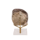 Back view of polished Rutilated Quartz freeform showing a broad natural matrix area