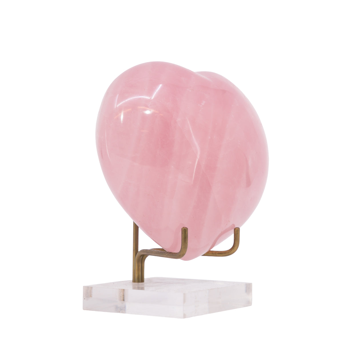 Rose Quartz 877 gram polished crystal heart from Madagascar, alternate view