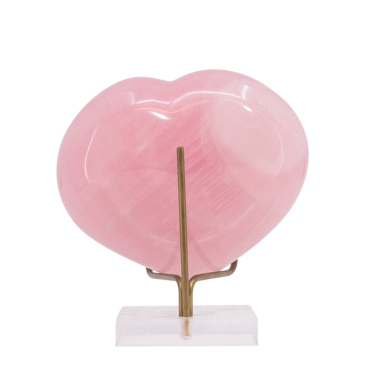 Rose Quartz 877 gram polished crystal heart from Madagascar, detail view