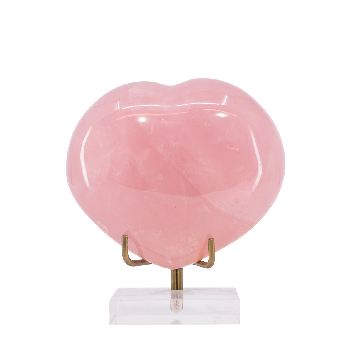 Rose Quartz 791 gram polished crystal heart from Madagascar, front view