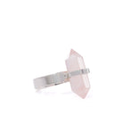 Side view of pale Rose Quartz crystal in a Sterling Silver band