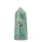 Ruby in Fuchsite tower with magenta ruby crystals in green matrix