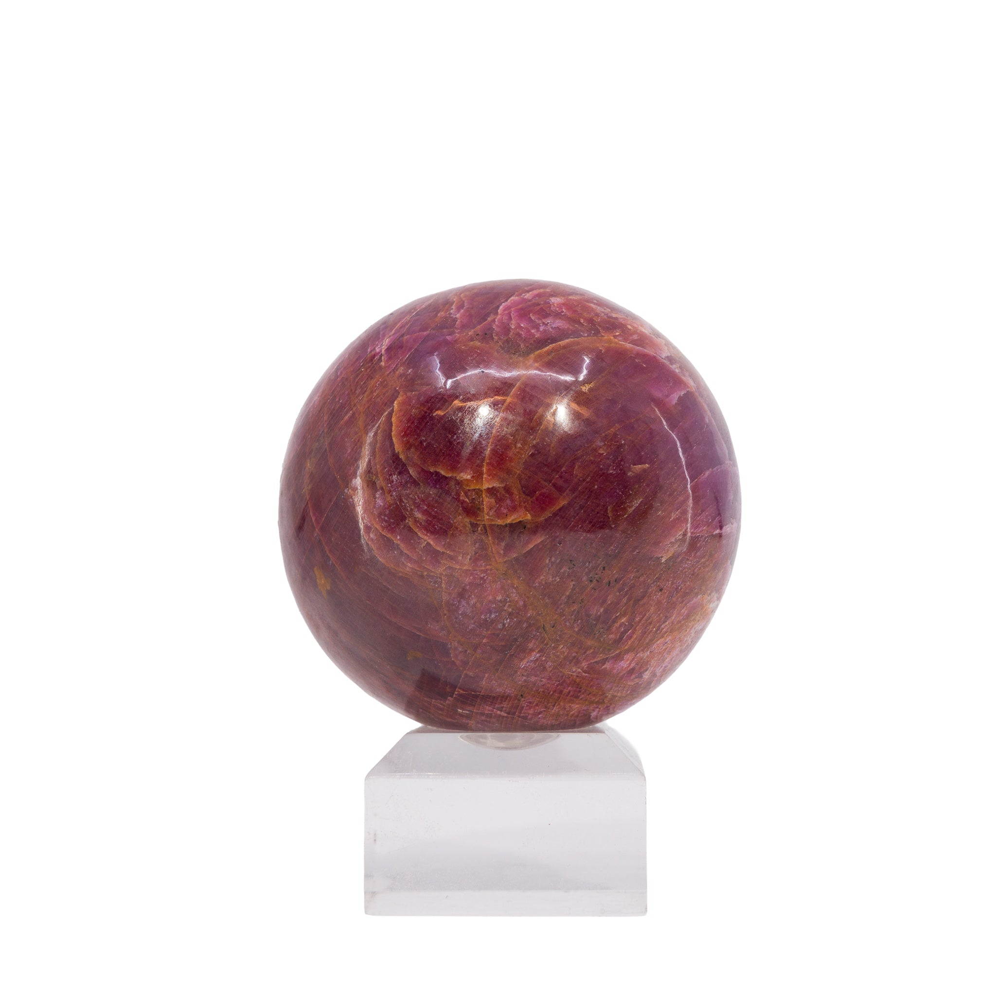 Alternate view of layered red and magenta Ruby crystal sphere