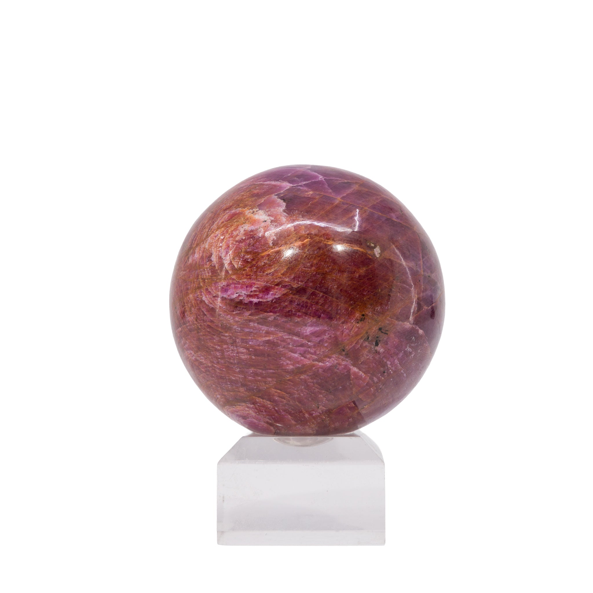 Reverse view of polished Ruby sphere from India