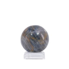 Blue-gray Sapphire polished crystal sphere from India, front view