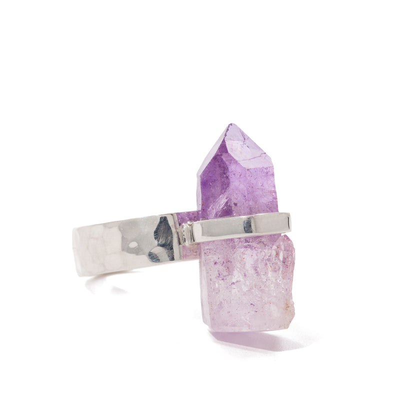 Veracruz Amethyst 12.88 Carat Sterling Silver Handcrafted Natural Crystal Ring