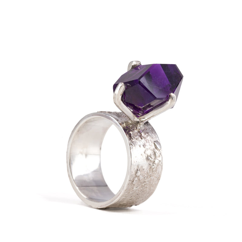 Amethyst 9.91 Carat Sterling Silver Handcrafted Gemstone Ring