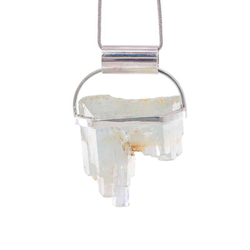 Aquamarine 72.17 Carat Sterling Silver Handcrafted Natural Crystal Pendant