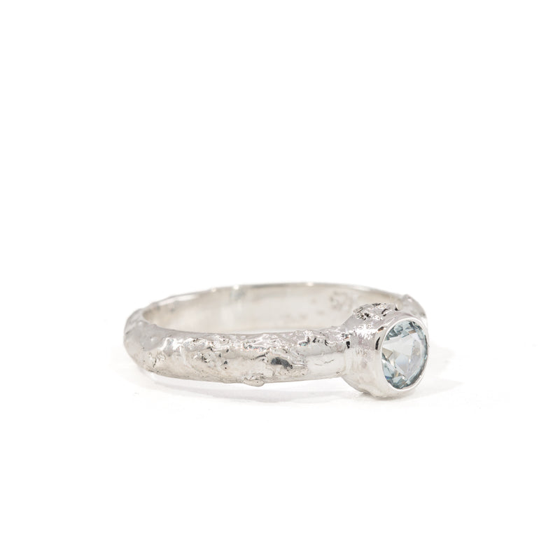 Aquamarine 0.38 Carat Sterling Silver Handcrafted Gemstone Stacker Ring