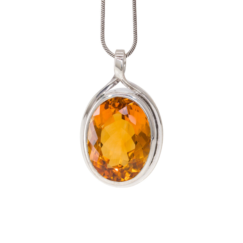 Citrine 12.27 Carat Sterling Silver Handcrafted Gemstone Pendant