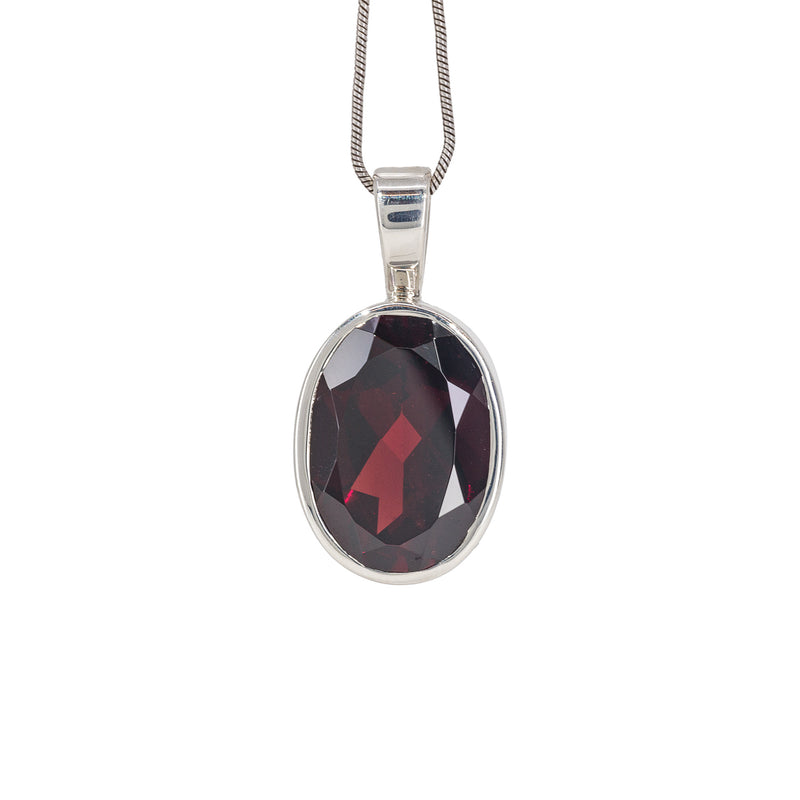 Garnet 15.04 Carat Sterling Silver Handcrafted Gemstone Charm Pendant