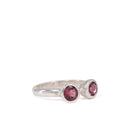 Rhodolite Garnet Sterling Silver bypass ring with two faceted stones