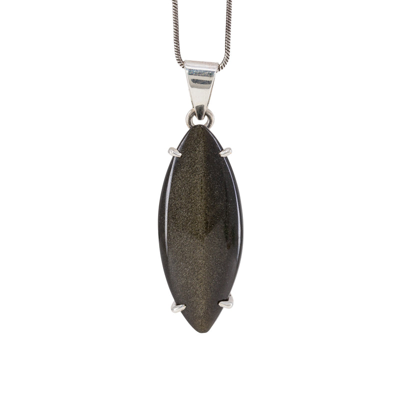 Gold Sheen Obsidian 15.5 Carat Sterling Silver Handcrafted Gemstone Pendant