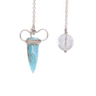 Hemimorphite Sterling Silver pendulum with clear Quartz bead